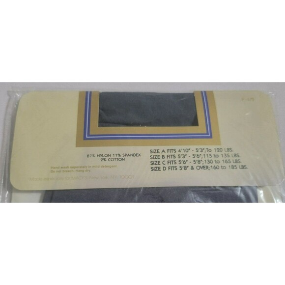 Macy's Clubhouse Control Top Pantyhose Womens Size A Tender Teal Blue Sandalfoot - Picture 4 of 5